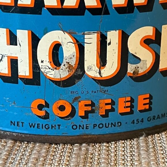 1940's Maxwell House Coffee Can 1 lb Mid century Antique Coffee Advertising 2399 - Picture 7 of 13